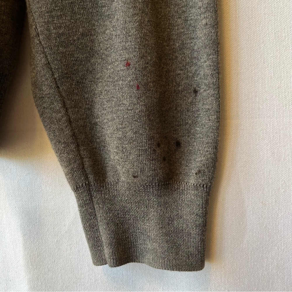 Polo Ralph Lauren jumper Sweater Large Gray V-neck Pima cotton Logo Mens FLAW - Picture 8 of 8